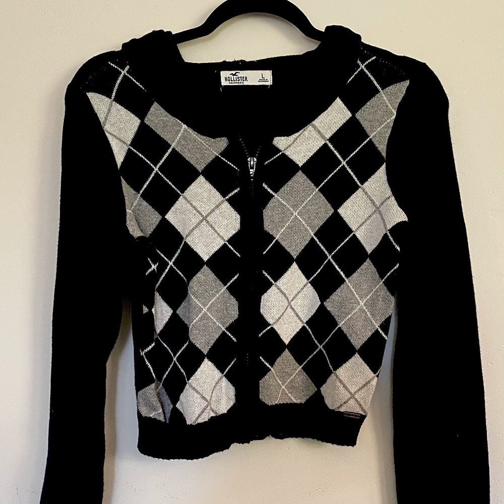 Hollister Full Zip Hooded Flannel Sweater.